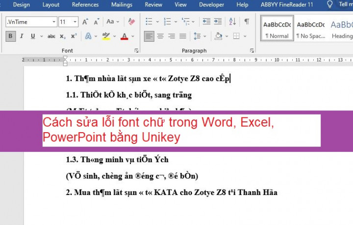 Cách sửa lỗi font chữ trong Word, Excel, PowerPoint bằng Unikey