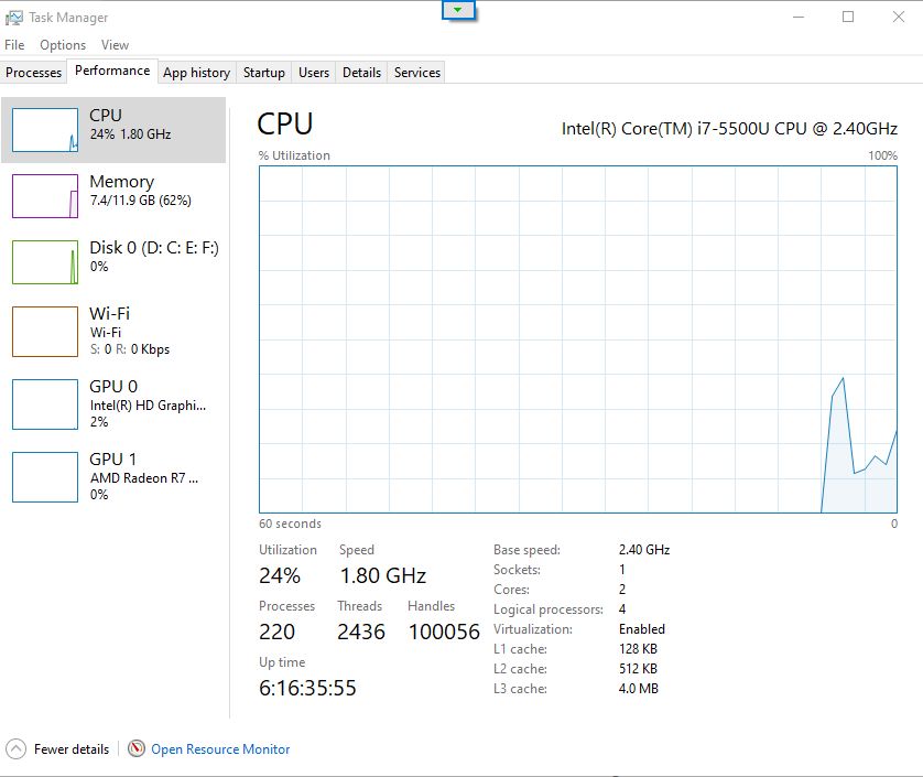 Cách kiểm tra số nhân và luồng của CPU, cpu chạy bao nhiêu phần trăm Windows 10 2